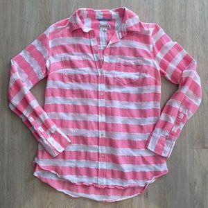 Pink & White Relaxed Button Up